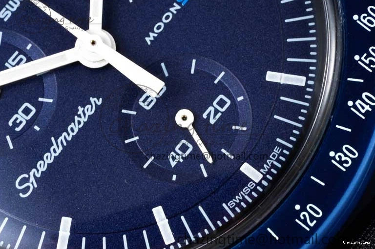 0206 ZipUp Speedmaster Misson To Neptune 1:1 Best Edition Blue Dial On Nylon Strap Quartz 7854